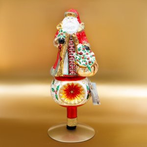 Украшение елочное Верхушка ДедМороз стекло 15х7,5см T13