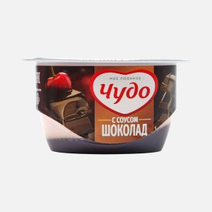 Десерт творожный Чудо Творожок Вишня/Соус Шоколад 4.4% пл/ст 100г