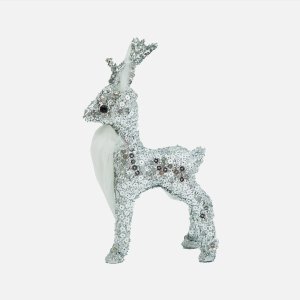 Сувенир ПлюшЛенд Новогодний Олененок серебро полиэстер 22см