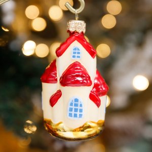 Украшение елочное Ленигрушка Замок 9см стекло