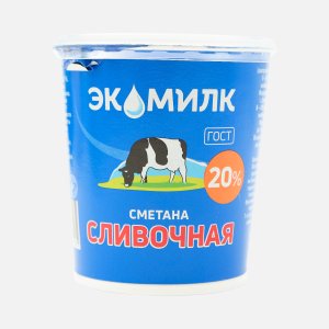 Сметана Экомилк сливочная 20% пл/ст 300г