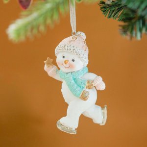 Украшение елочное Снеговик подвес L5,5 W4 H8,5см 2в полимер