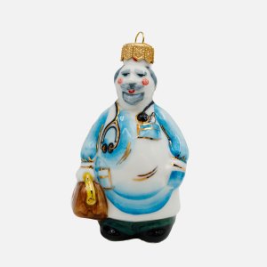 Украшение елочн Лефортовский фарфор Доктор серый фарфор 6,5х5х9,5см