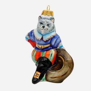 Украшение елочн Лефортовский фарфор Кот в сапогах серый фарф9х7х10