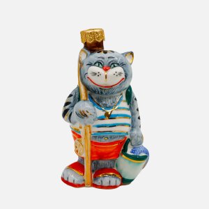 Украшение елочн Лефортовский фарфор Кот рыбак серый фарф6,5х6х10,5