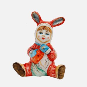 Украшение елочн Лефортовский фарфор Малыш в костюме зайчика розов фарф