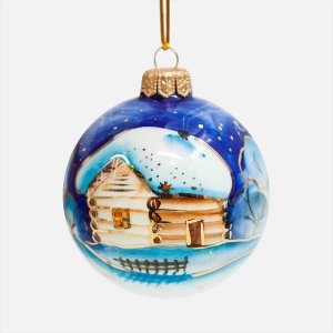 Украшение елочн Лефортовский фарфор Шар Зимний пейзаж Ночь фарфор 8х8х8