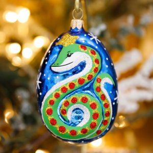 Украшение елочное Фигурка Зодиак Змея 8,5см стекло С1151