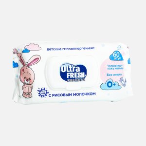 Салфетки Ультра Фреш Премиум влажные с рисовым молочком 60шт