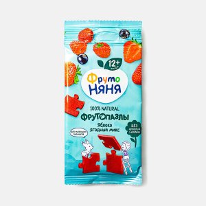 Фруктовые кусоч ФрутоНяня Пазлы из яблок/клубн/малины 20г
