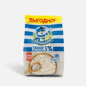 Творог Простоквашино рассыпчатый 5% пл/пак 480г