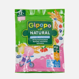 Каша Гипопо Мультизлаковая молоч Слива/яблоко/малина/черн 12мес 200г