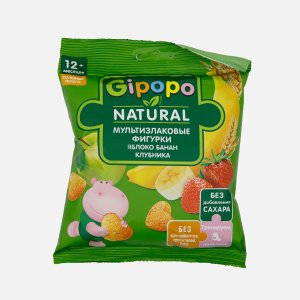 Фигурки Гипопо Мультизлаковые Яблоко/банан/клубника с 12мес 21г