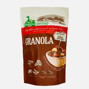 Гранола Бионова Кранчи Шоколадная с клубникой и бананом 400г