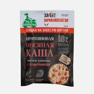 Каша Бионова овсяная с клубникой без сахара протеиновая 40г
