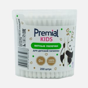 Палочки ватные Премиал Беби детские цилиндр 200шт