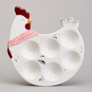 Блюдо Лефард на 6 яиц Фани Хенс в форе Курочки 24,3х22х3см керамика