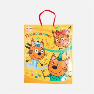 Пакет НД Плей подарочный большой Три кота желтый бум 315*380*155мм