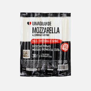 Сыр Унагранде Моцарелла палочки протеиновый без лактозы 35% 120г