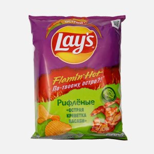Чипсы Лэйс Флеймин Хот Острая креветка с васаби 105г