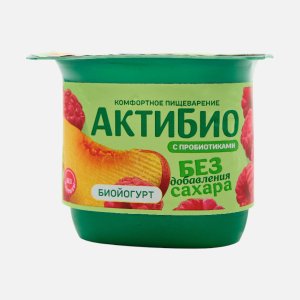 Биойогурт АктиБио Персик-Малина без лактозы без сахара 3% 130г