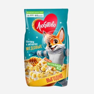 Завтрак Любятово Медовые шарики и звездочки 420г