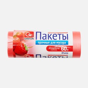 Пакеты д/мусора Грифон Клубника 60л 20шт 1-400
