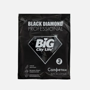 Салфетки Биг Сити вискозные черные Блек Диамонд 3шт 16х3х27