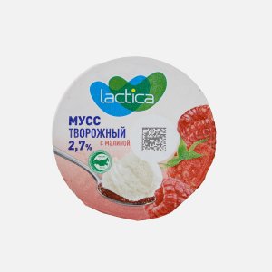 Мусс Лактика творожный с малиной 2.7% пл/ст 115г
