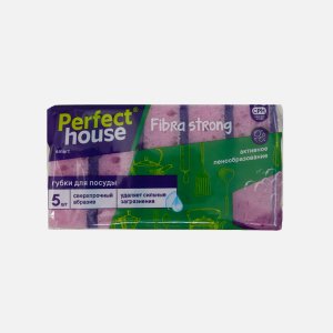 Губки д/посуды Перфект Хаус Фибра Стронг 5шт поролон 24*7,5*10,5см