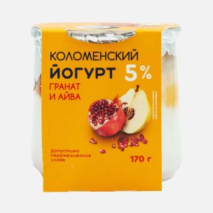 Йогурт Коломенский с наполнителем Гранат-Айва 5% 170г
