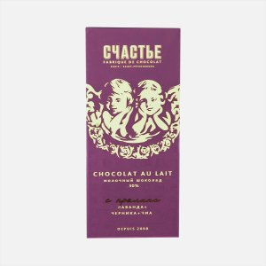 Шоколад Счастье с пралине лаванда/черника/чиа 100г