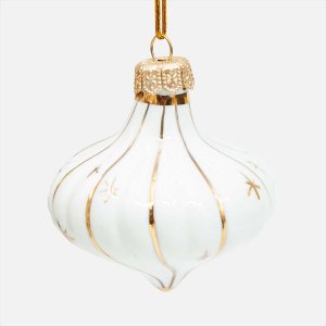 Украшение елоч Лефортовский фарфор Зефирка белая с золотом фарф 7х7х7