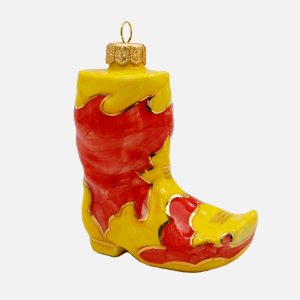 Украшение елоч Лефортовский фарфор Сапог желто-красный фарфор 4х8,5х9