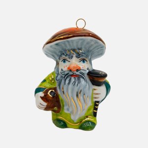Украшение елоч Лефортовский фарфор Старик-Боровик зеленый фарф 5х7х9,2