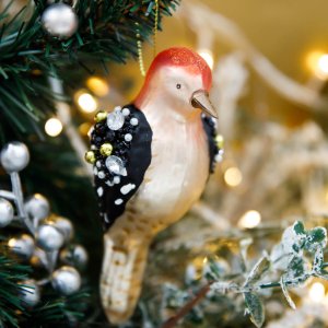 Украшение елочное Холидей Классик Дятел красноголовый стек 5х5х12,5см