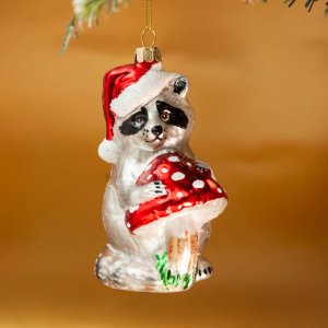 Украшение елоч Холидей Классик Енот серо-серебристый стекло 7х5,5х12см