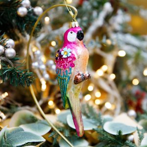 Украшение елочное Холидей Классик Попугай Лори стекло 5х3,5х15,5см