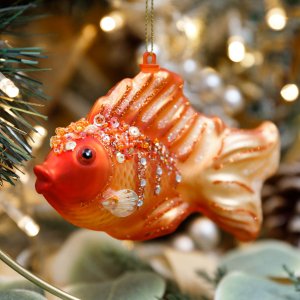 Украшение елоч Холидей КлассикРыбка Исполнение желаний стекло11,5х3х7см