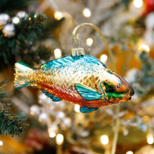 Украшение елоч Холидей КлассикРыбка Радужница бирюз стек 12,5х4,5х6,5см