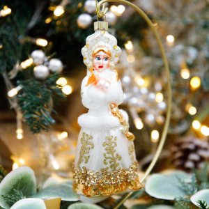 Украш елочХолидей КлассикСнегурочка в русс кокошнике зол стек6,5х6,5х14