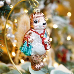 Украшение елоч Холидей КлассикБелка на новогоднем шоппинге стек7,5х7х14