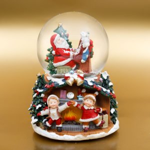 Фигурка декор в стек шаре муз/вьюг Дед Мороз D9,5см L12 W12 H16см пол