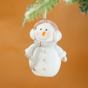 Украшение елочное подвесное Снеговик L7 W3,5 H9см полимер