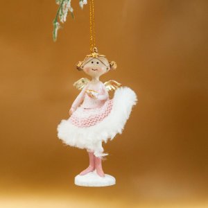 Украшение елочное подвесное АнгелL7 W7 H10,5см полимер