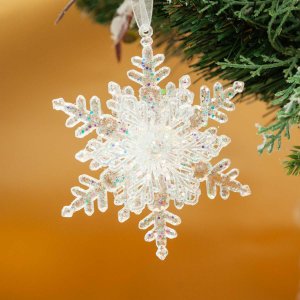 Украшение елочное Снежинка L10 W3 H11,5см полимер