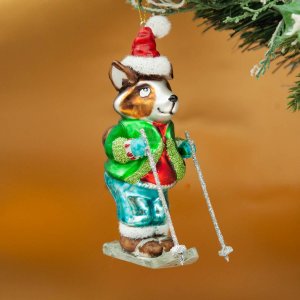 Украшение елочное Енот L6 W6,5 H15см стекло