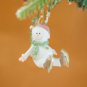 Украшение елочное подвесное Снеговик L6 W6,5 H6,5см полимер