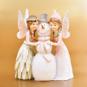 Фигурка декоративная Феи и снеговик L9 W4 H10см полимер