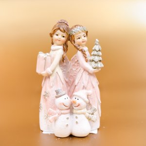 Фигурка декоративная Феи и снеговик L6 W5 H10см полимер